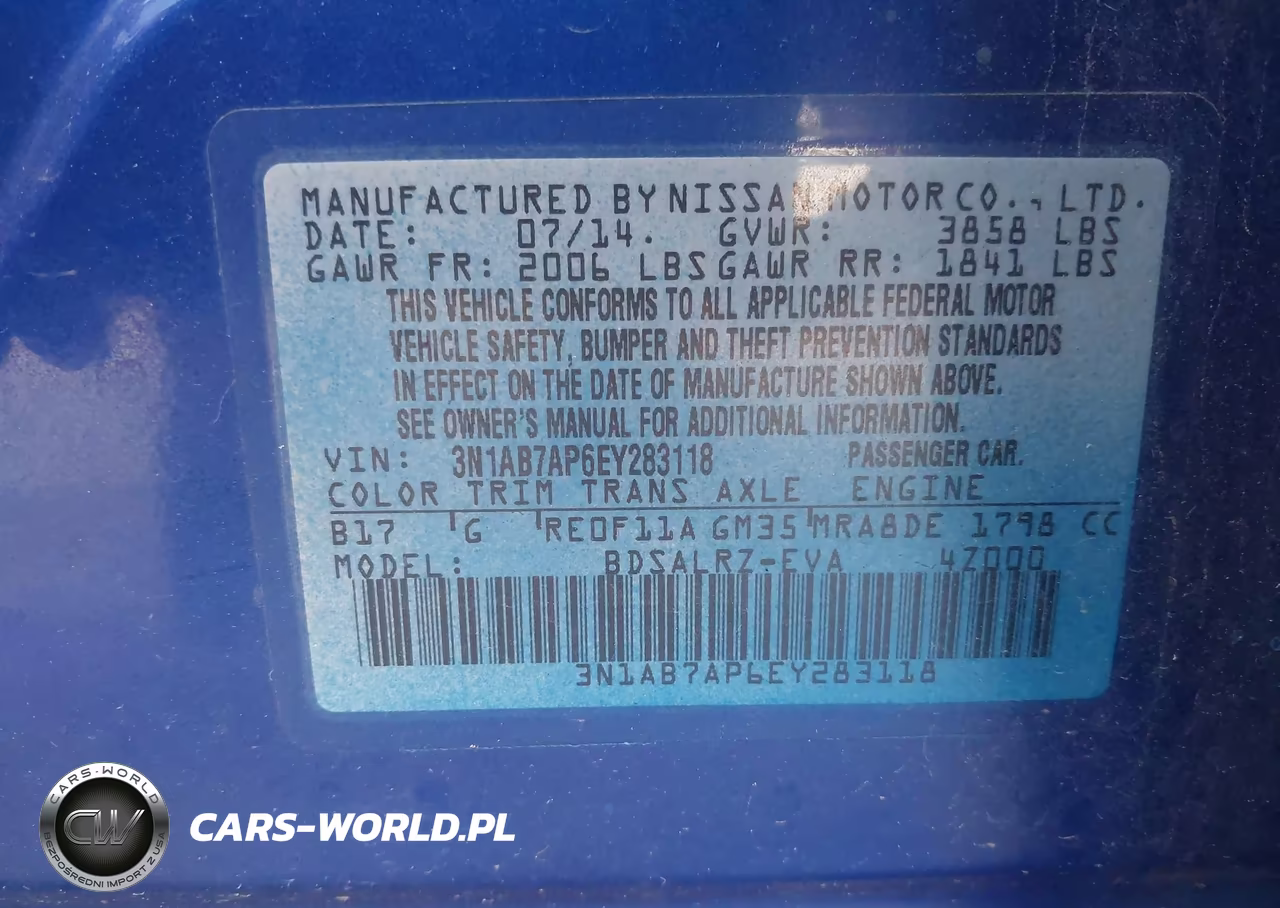 2014 Nissan Sentra Sr VIN:3N1AB7AP6EY283118 - 9