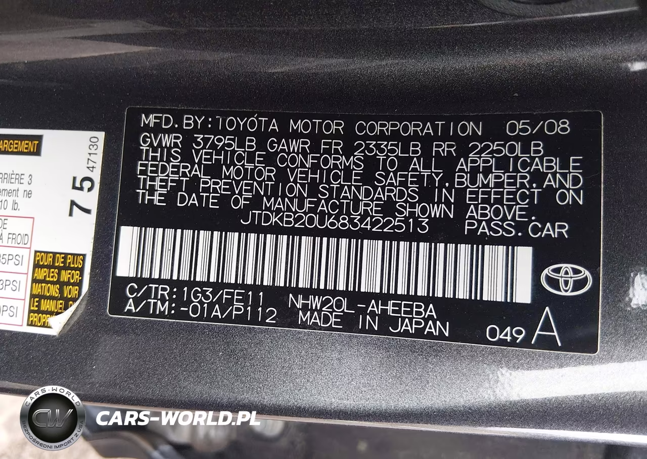 2008 Toyota Prius VIN:JTDKB20U683422513 - 9