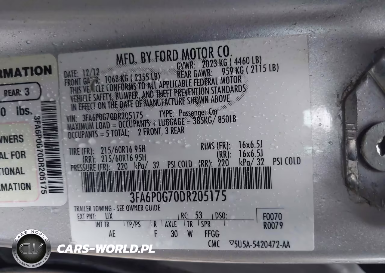2013 Ford Fusion S VIN:3FA6P0G70DR205175 - 9
