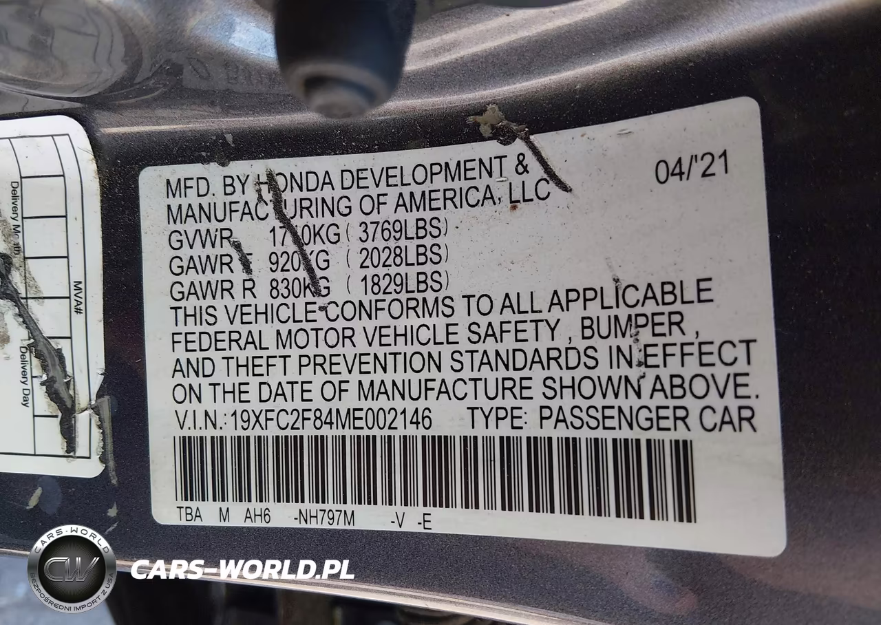 2021 Honda Civic Sport VIN:19XFC2F84ME002146 - 9