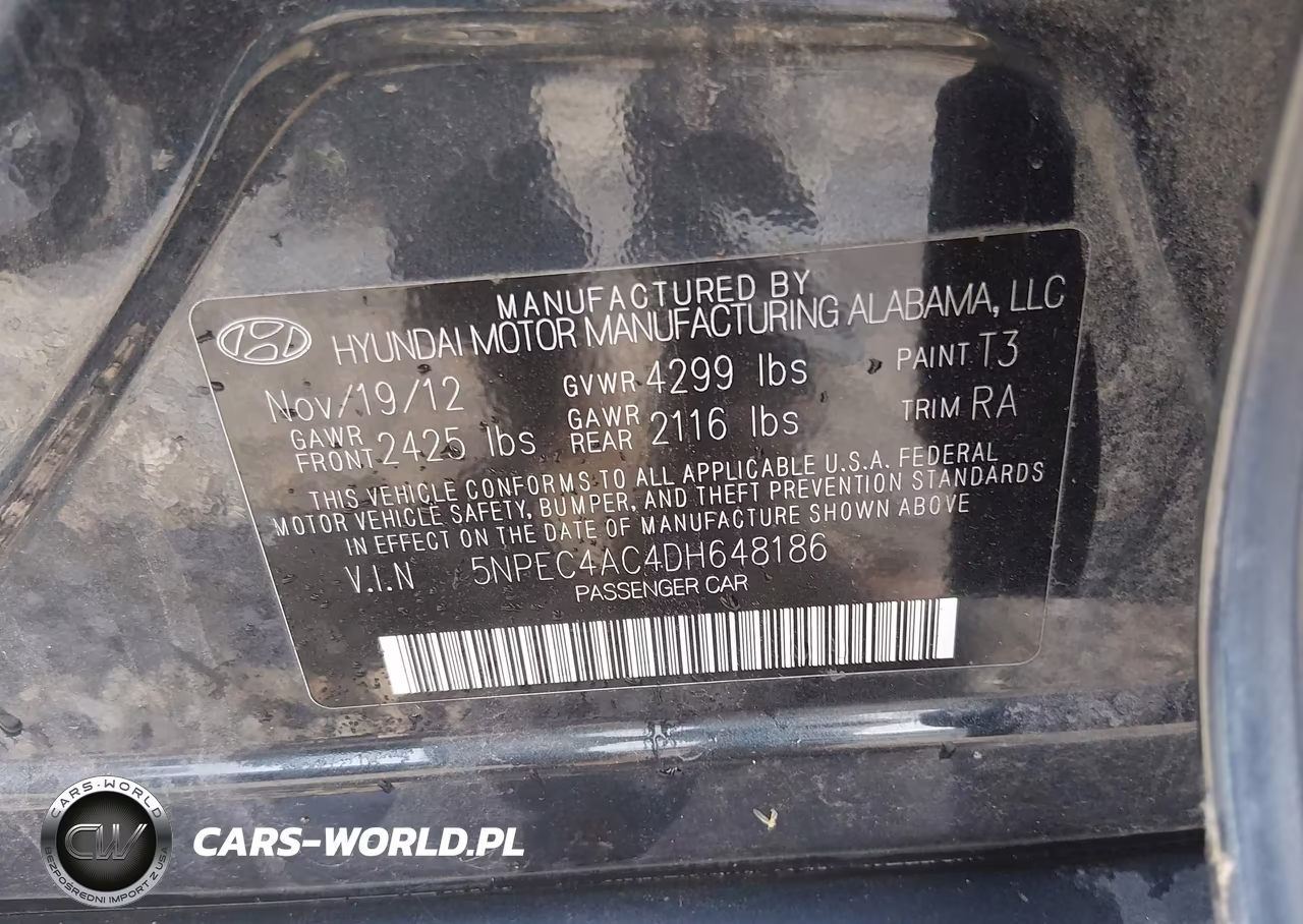 2013 Hyundai Sonata Limited VIN:5NPEC4AC4DH648186 - 9