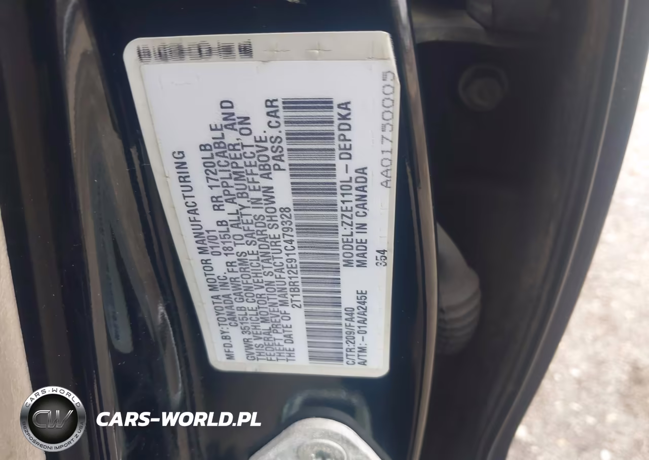2001 Toyota Corolla Le VIN:2T1BR12E91C479328 - 9