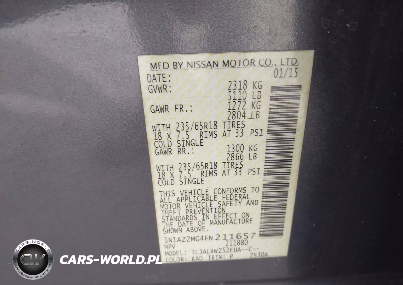 2015 Nissan Murano Sl VIN:5N1AZ2MG4FN211657 - 9