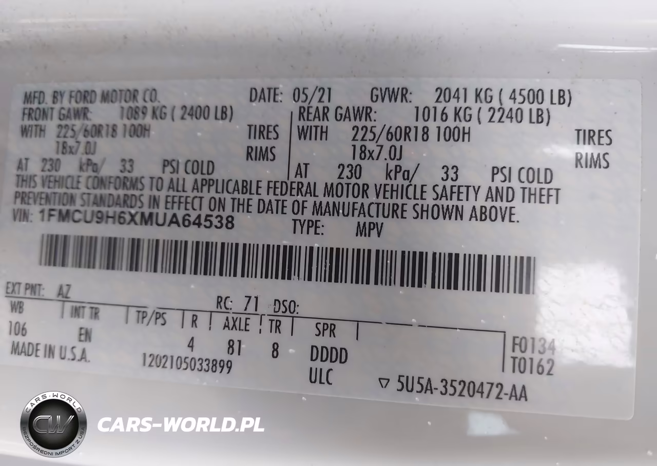 2021 Ford Escape Sel VIN:1FMCU9H6XMUA64538 - 9