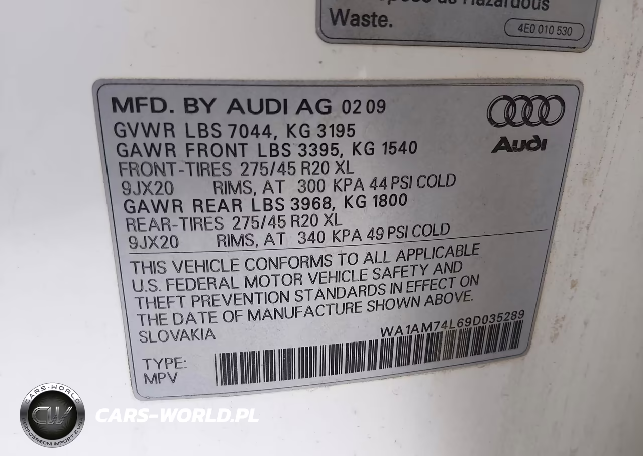 2009 Audi Q7 3.0 Tdi VIN:WA1AM74L69D035289 - 9