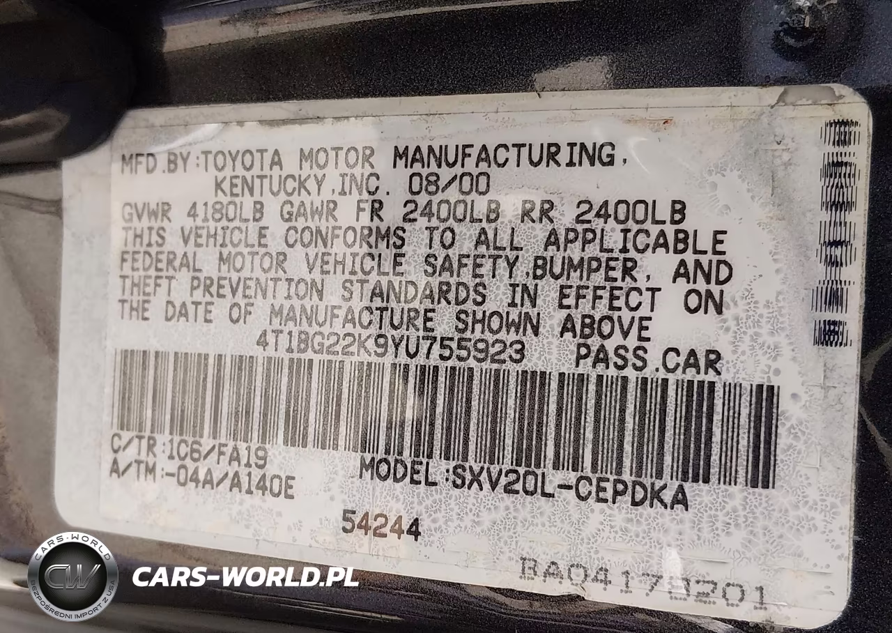 2000 Toyota Camry Ce VIN:4T1BG22K9YU755923 - 9