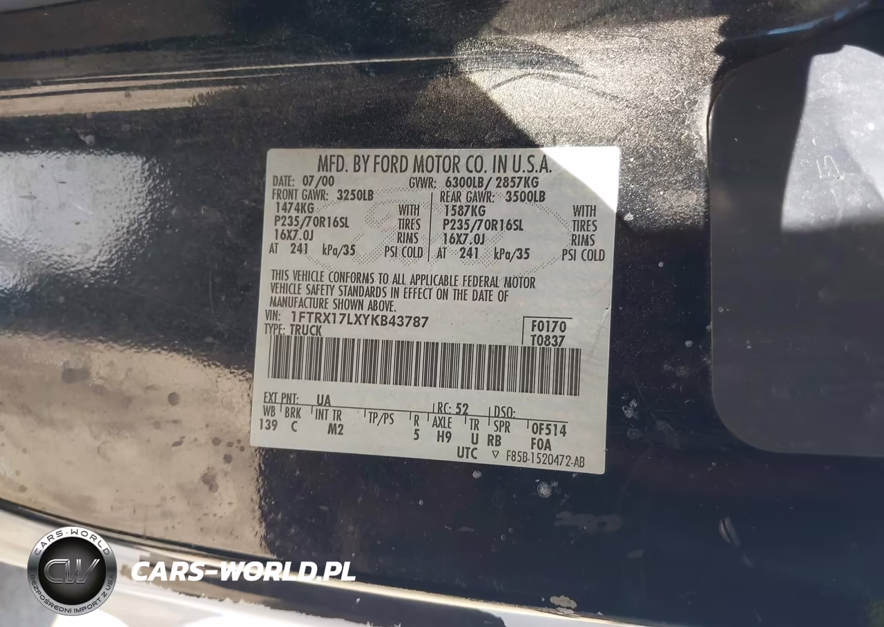 2000 Ford F-150 Lariat-Work Series-Xl-Xlt VIN:1FTRX17LXYKB43787 - 9