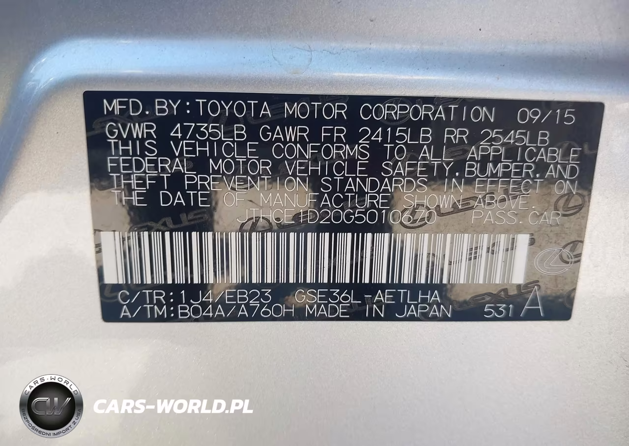 2016 Lexus Is 350 VIN:JTHCE1D20G5010670 - 9