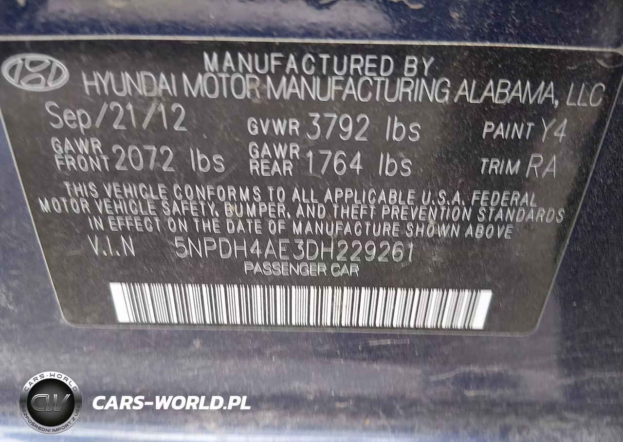2013 Hyundai Elantra Gls VIN:5NPDH4AE3DH229261 - 9
