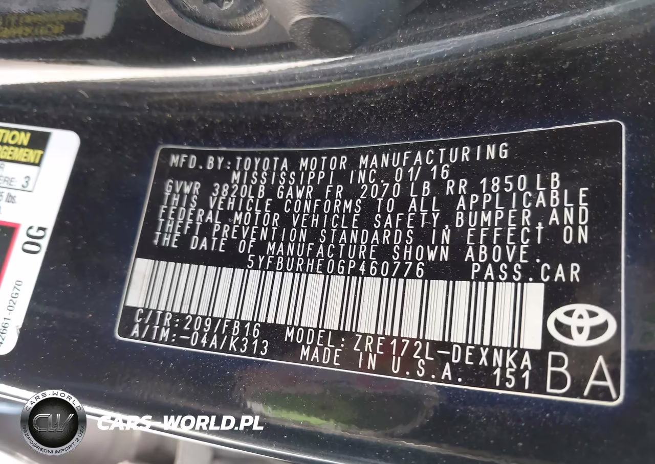 2016 Toyota Corolla Le VIN:5YFBURHE0GP460776 - 9