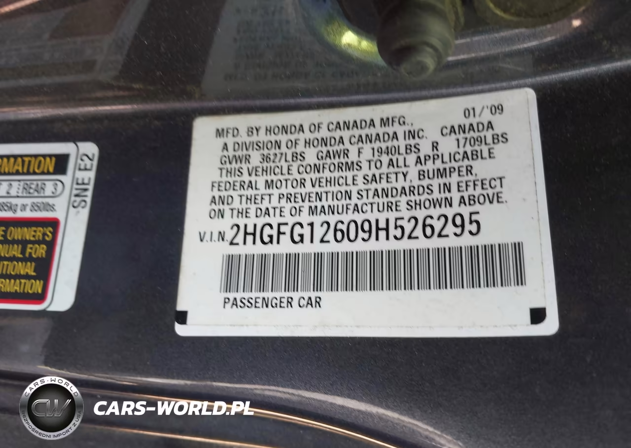 2009 Honda Civic Lx VIN:2HGFG12609H526295 - 9