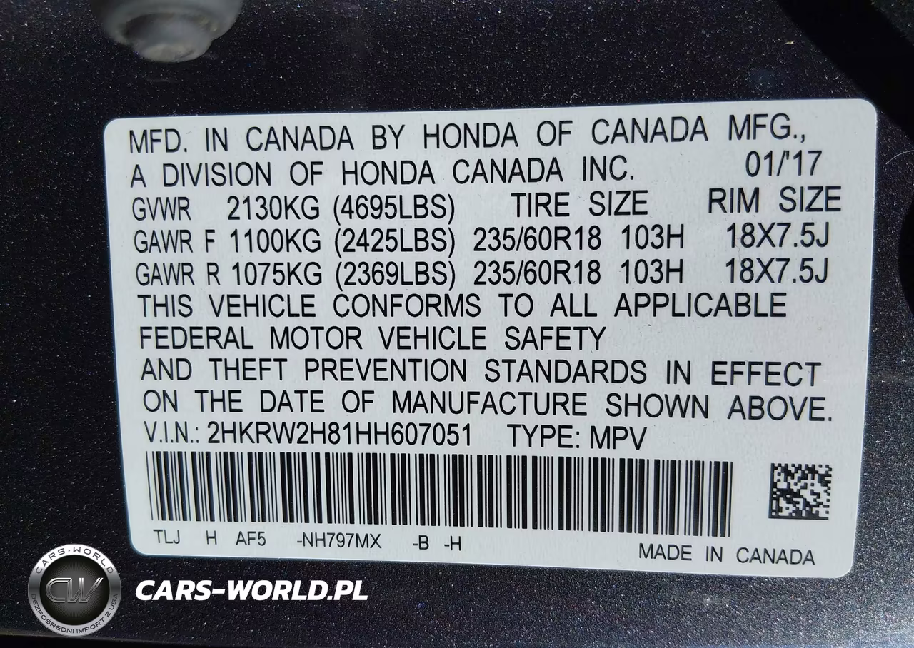 2017 Honda Cr-V Ex-L-Ex-L Navi VIN:2HKRW2H81HH607051 - 9
