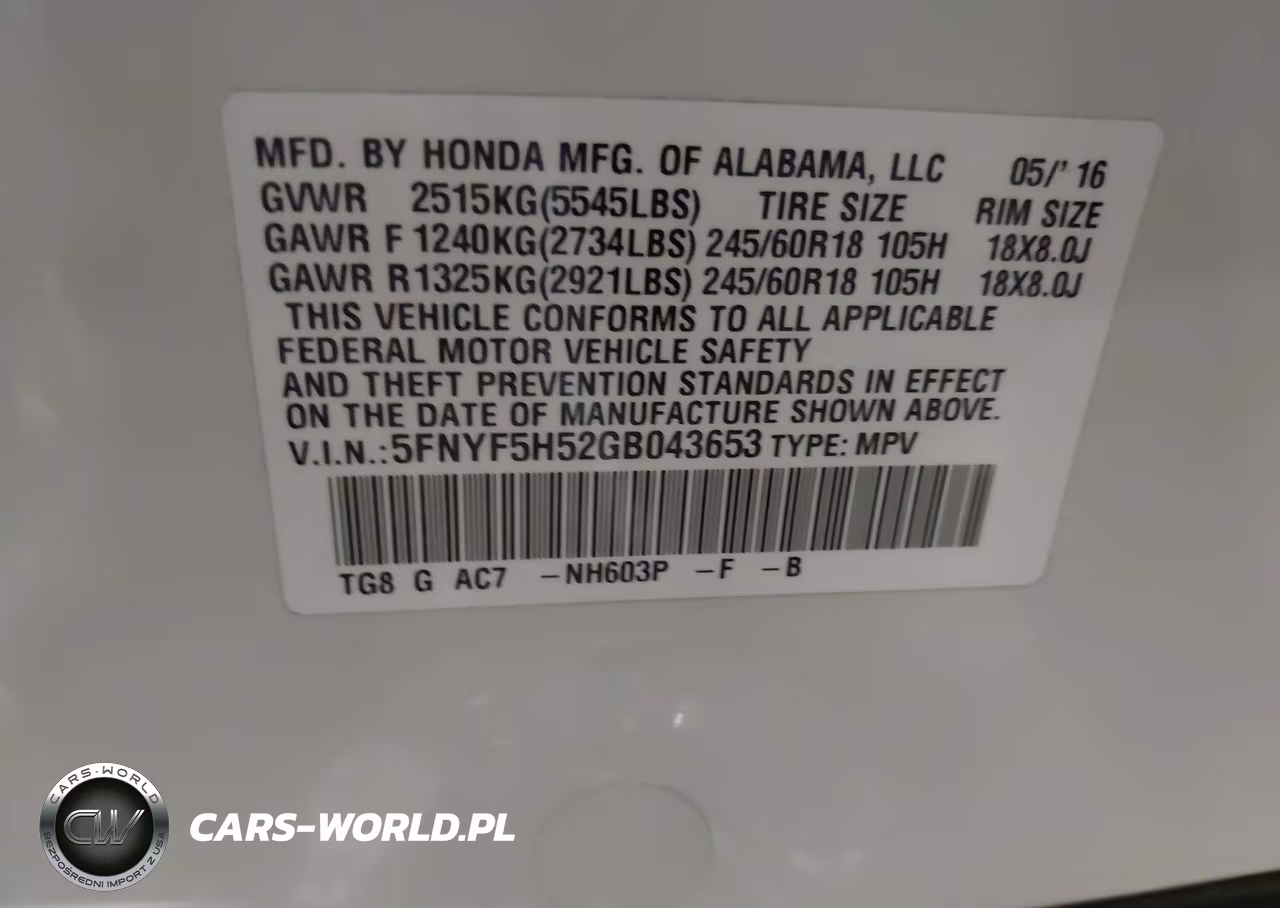 2016 Honda Pilot Ex-L VIN:5FNYF5H52GB043653 - 9