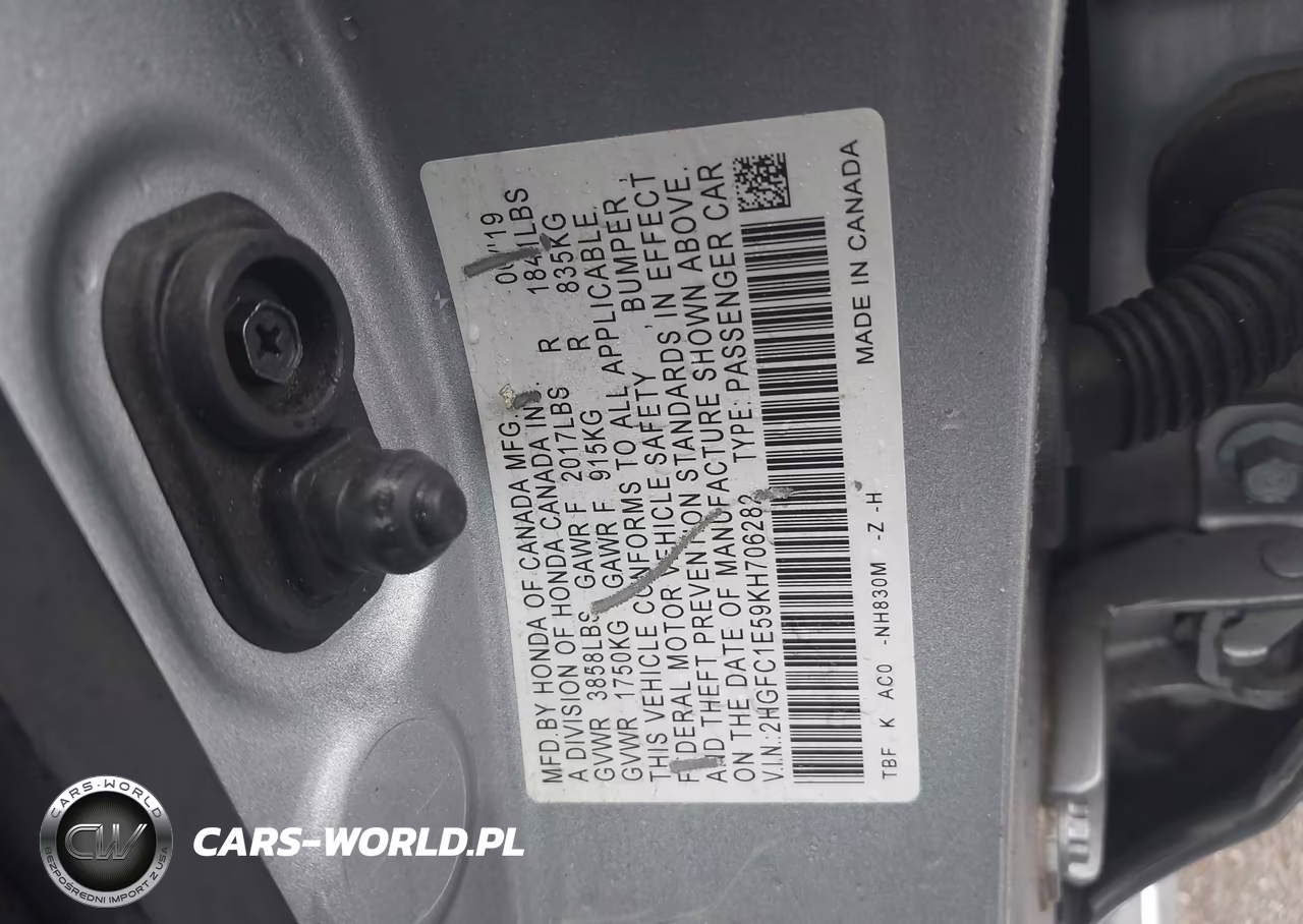 2019 Honda Civic Si VIN:2HGFC1E59KH706282 - 9