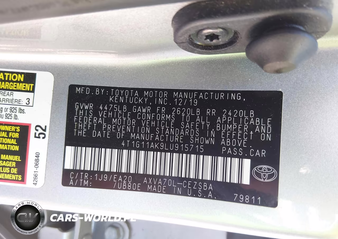 2020 Toyota Camry Se VIN:4T1G11AK9LU915715 - 9