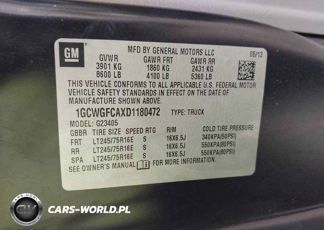 2013 Chevrolet Express 2500 Work Van VIN:1GCWGFCAXD1180472 - 9
