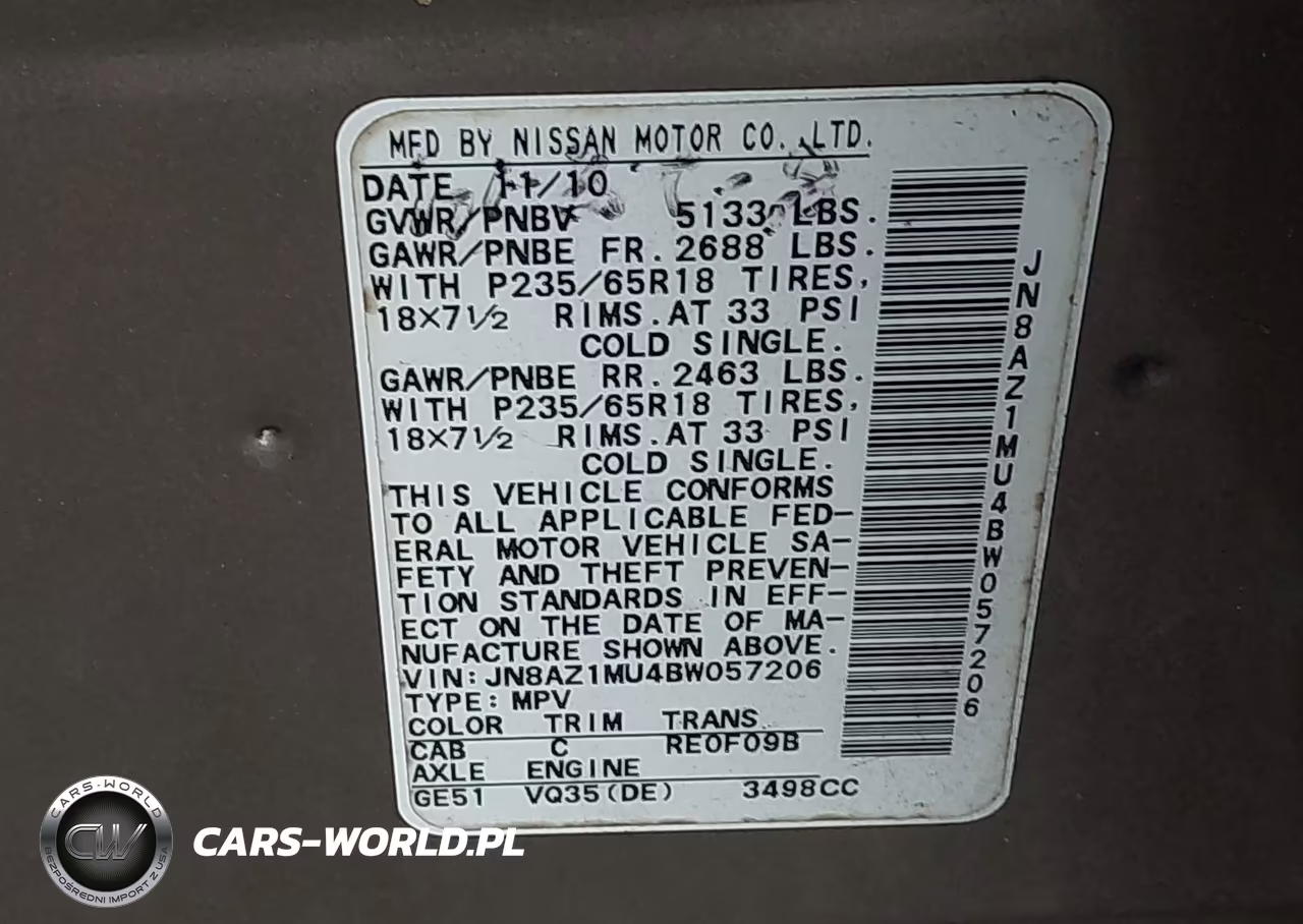 2011 Nissan Murano S VIN:JN8AZ1MU4BW057206 - 9
