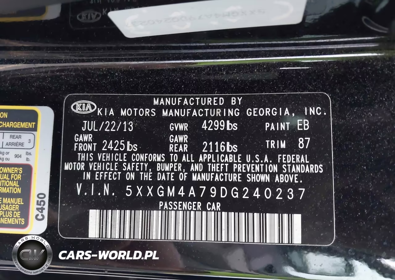 2013 Kia Optima Lx VIN:5XXGM4A79DG240237 - 9