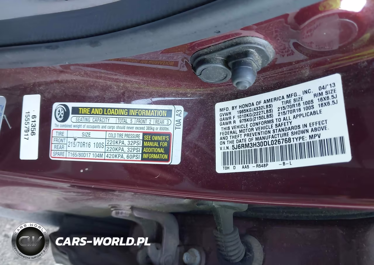 2013 Honda Cr-V Lx VIN:5J6RM3H30DL026768 - 9