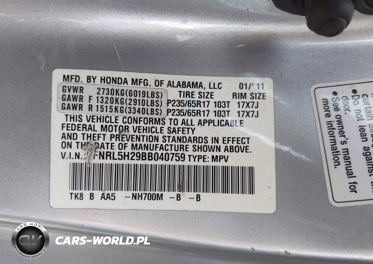 2011 Honda Odyssey Lx VIN:5FNRL5H29BB040759 - 9