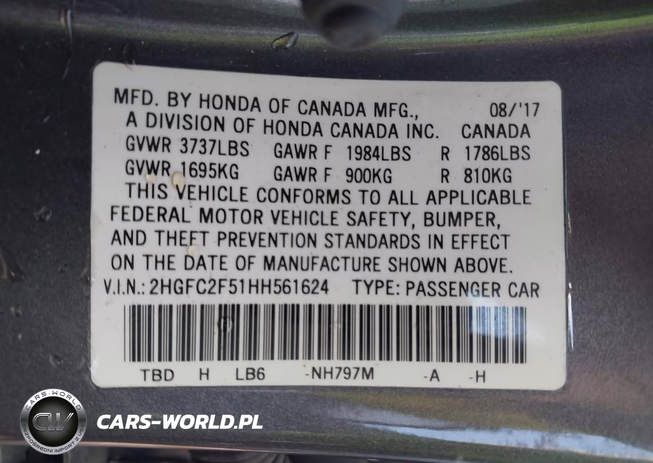 2017 Honda Civic Lx VIN:2HGFC2F51HH561624 - 9