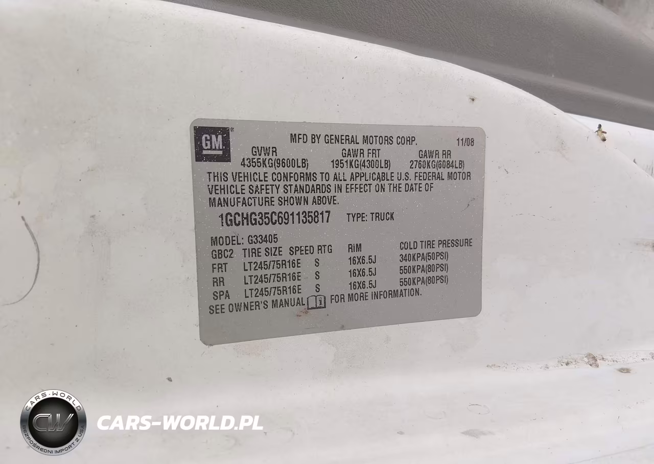 2009 Chevrolet Express 3500 Work Van VIN:1GCHG35C691135817 - 9