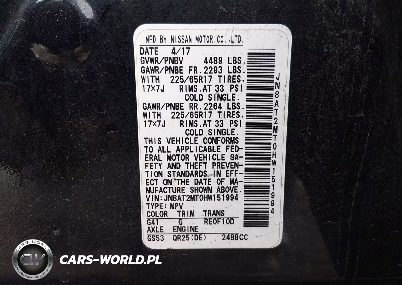 2017 Nissan Rogue Sv VIN:JN8AT2MT0HW151994 - 9