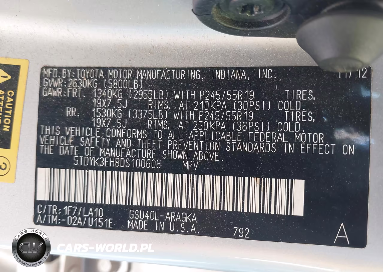 2013 Toyota Highlander Limited V6 VIN:5TDYK3EH8DS100606 - 9