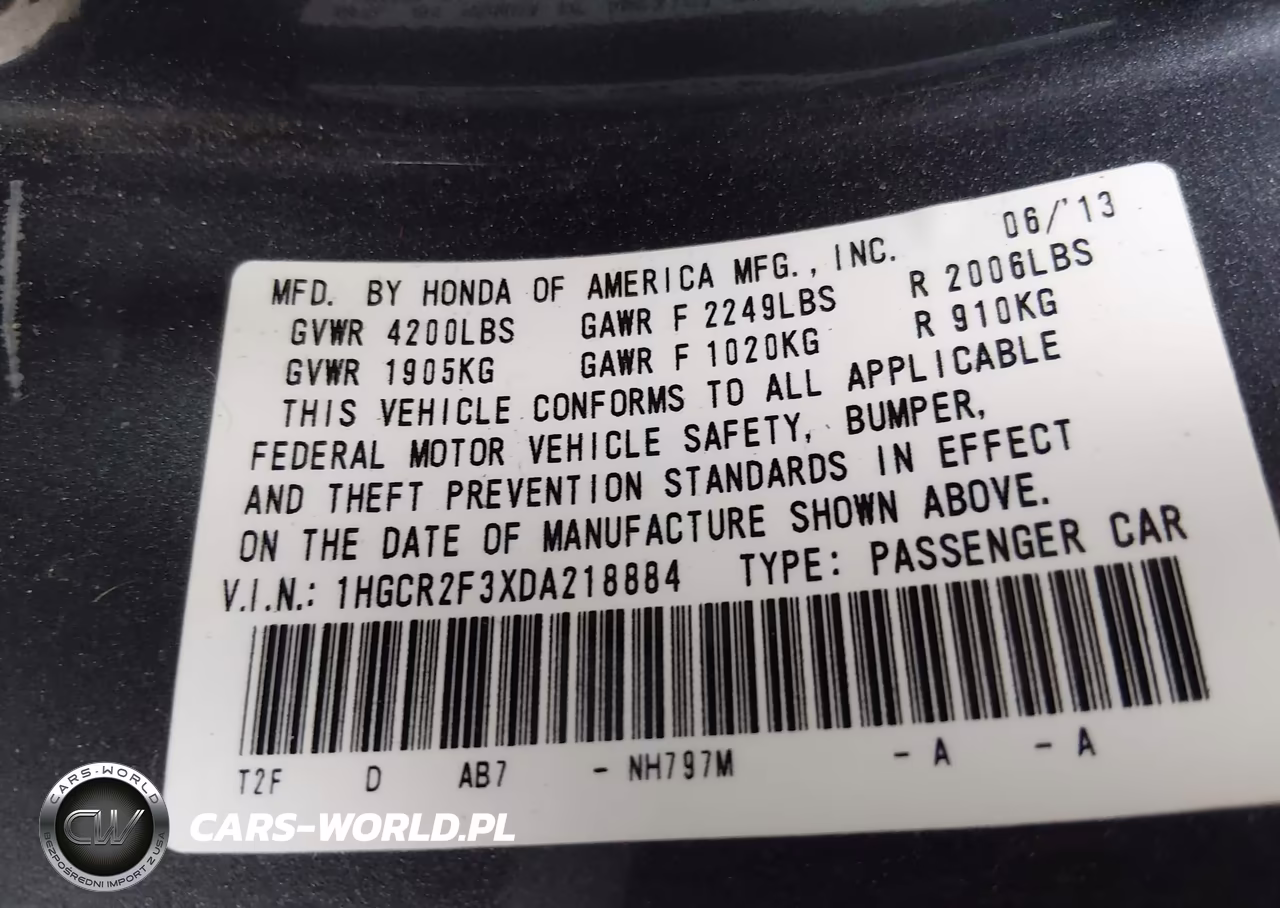 2013 Honda Accord Lx VIN:1HGCR2F3XDA218884 - 9