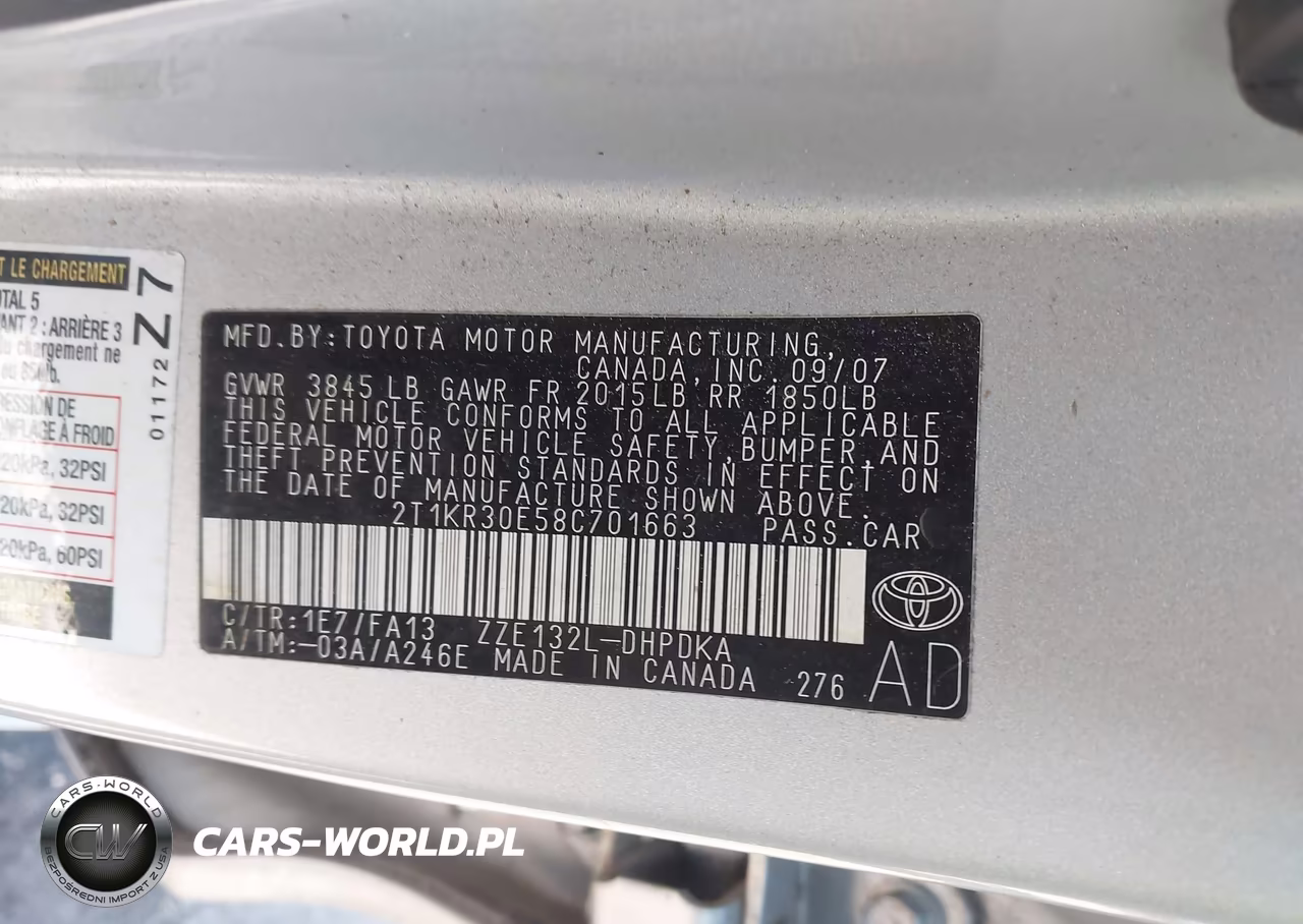 2008 Toyota Matrix VIN:2T1KR30E58C701663 - 9