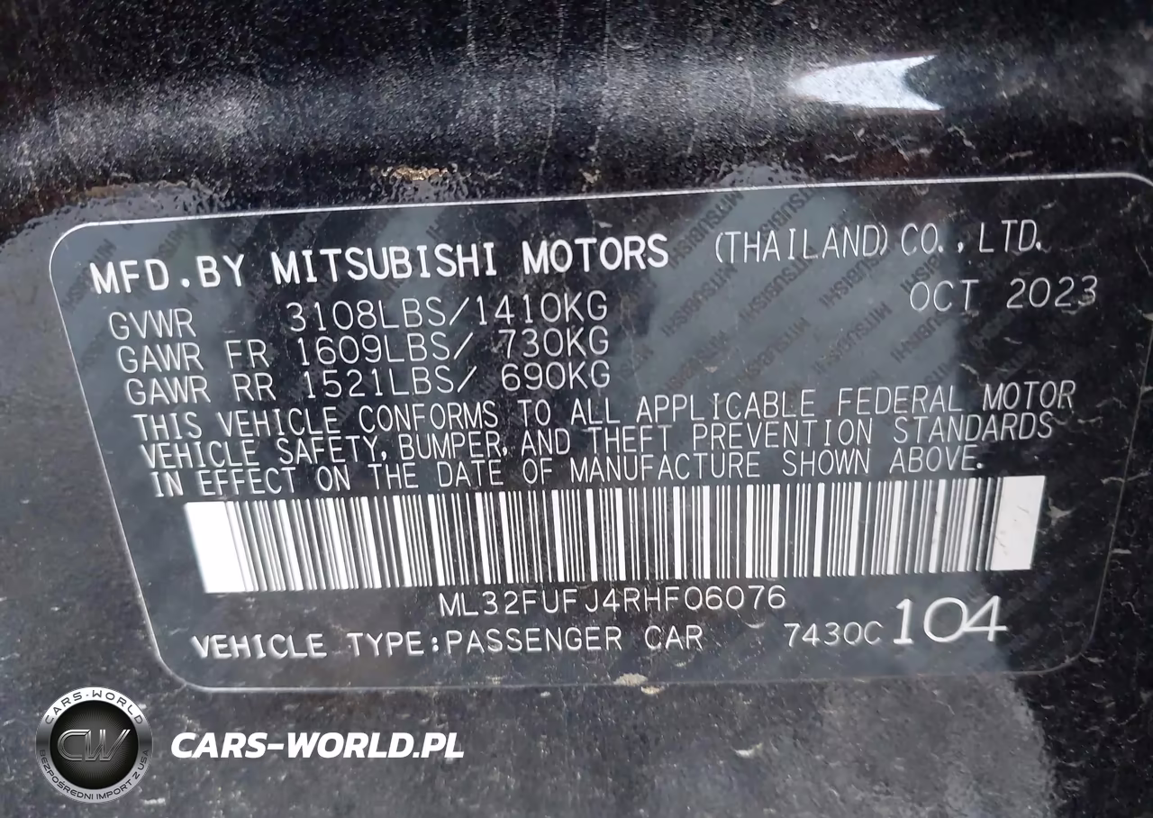 2024 Mitsubishi Mirage G4 VIN:ML32FUFJ4RHF06076 - 9