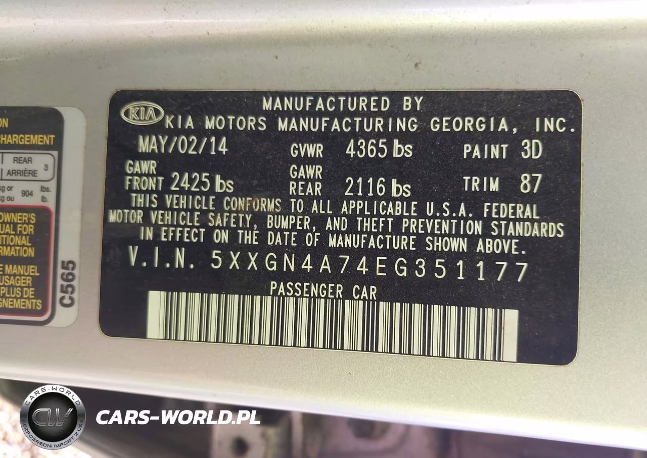 2014 Kia Optima Ex VIN:5XXGN4A74EG351177 - 9