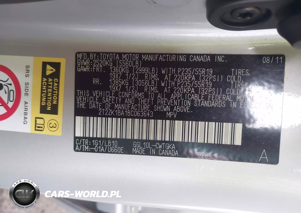 2011 Lexus Rx 350 VIN:2T2ZK1BA1BC063643 - 9