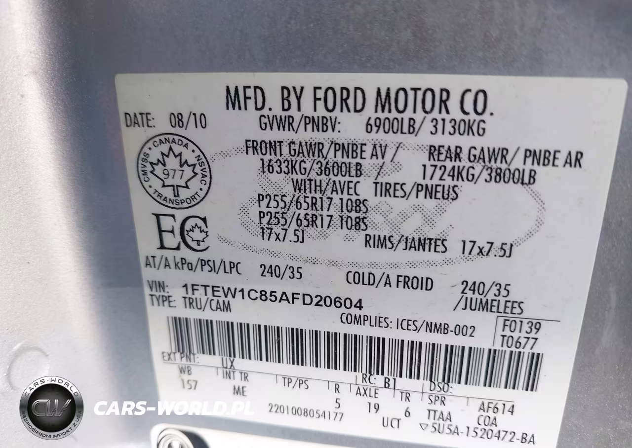 2010 Ford F-150 Fx2 Sport-Xl-Xlt VIN:1FTEW1C85AFD20604 - 9