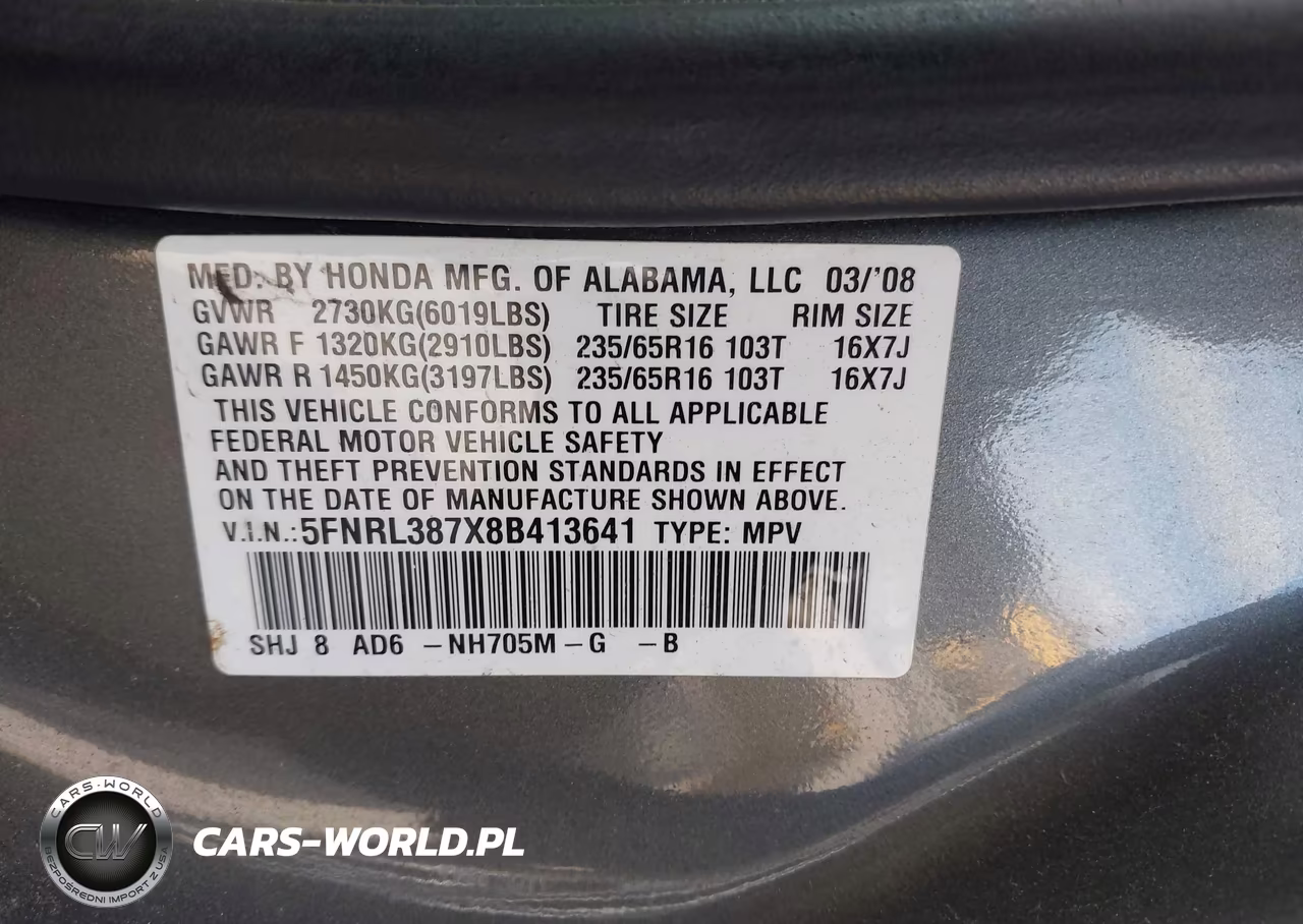 2008 Honda Odyssey Ex-L VIN:5FNRL387X8B413641 - 9