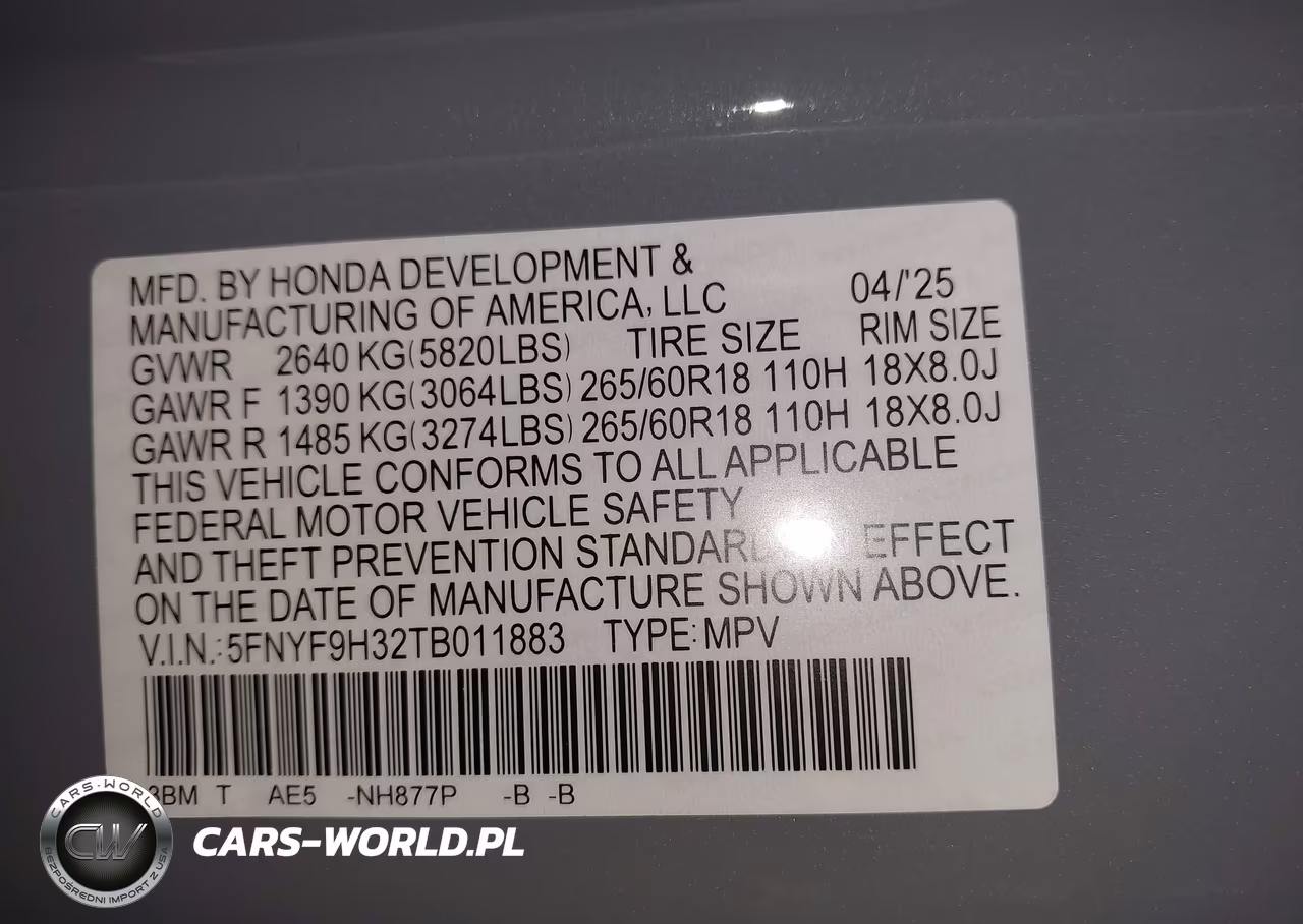 2026 Honda Passport Awd Rtl-Awd Rtl Blackout-Awd Rtl Towing VIN:5FNYF9H32TB011883 - 9