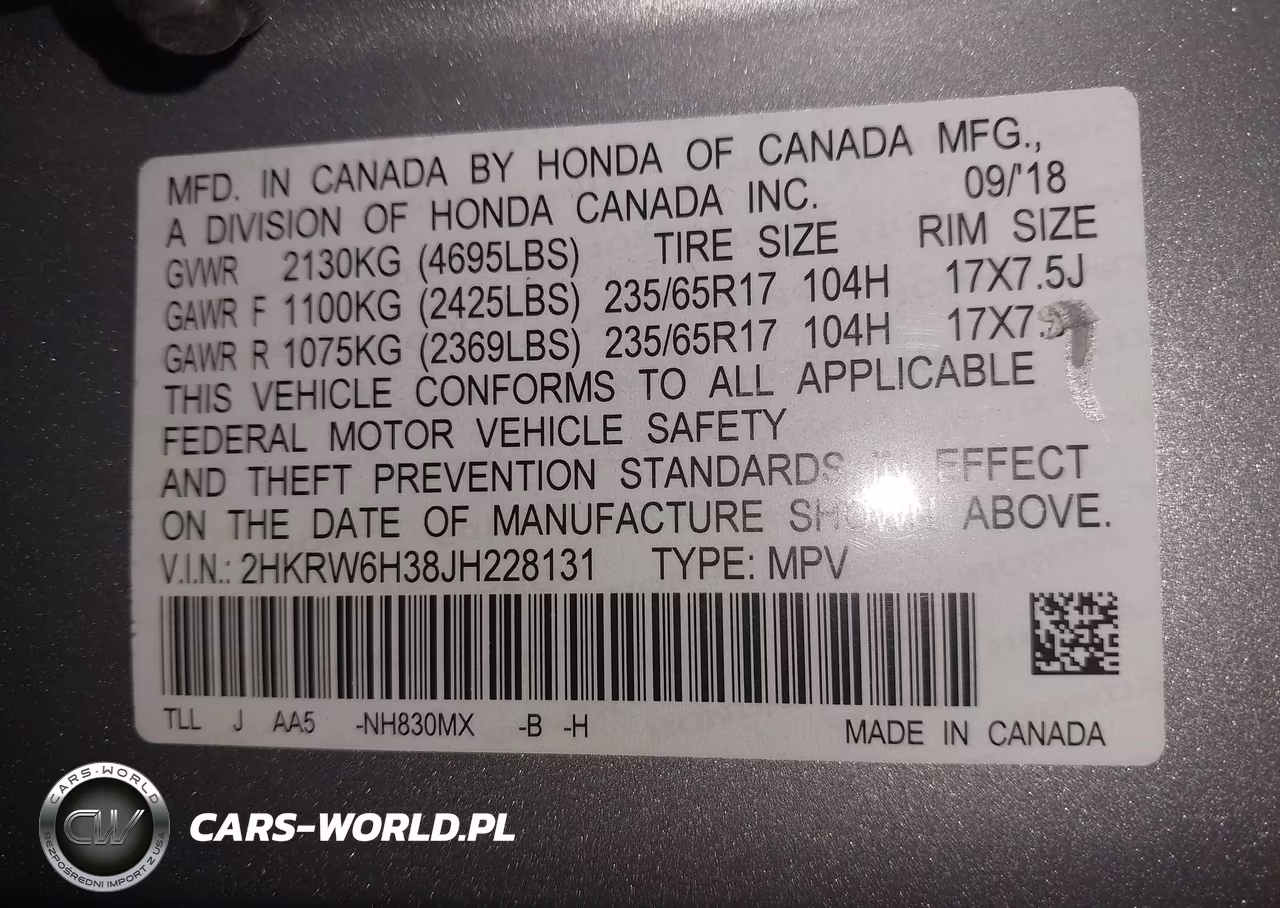 2018 Honda Cr-V Lx VIN:2HKRW6H38JH228131 - 9