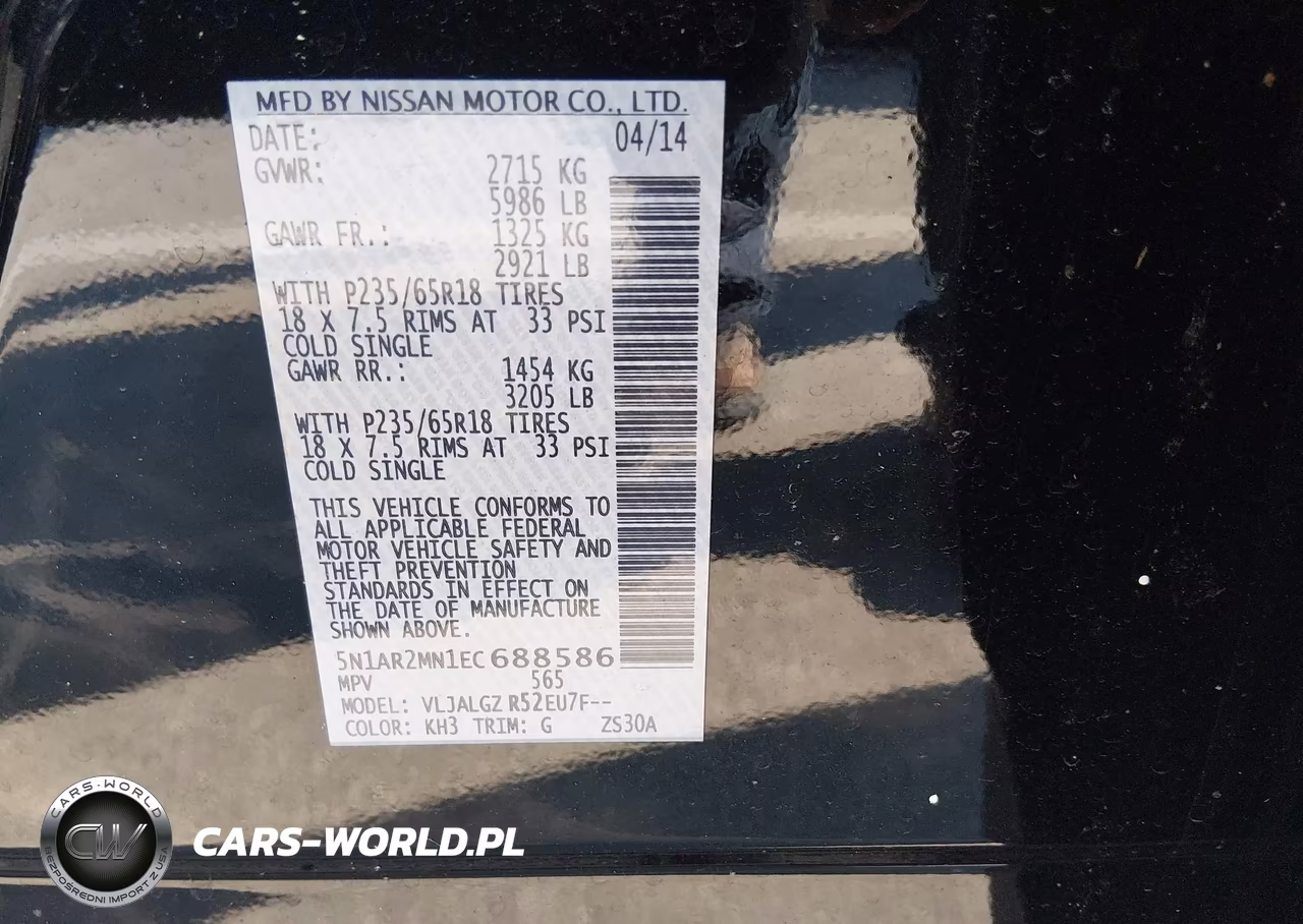 2014 Nissan Pathfinder Sl VIN:5N1AR2MN1EC688586 - 9
