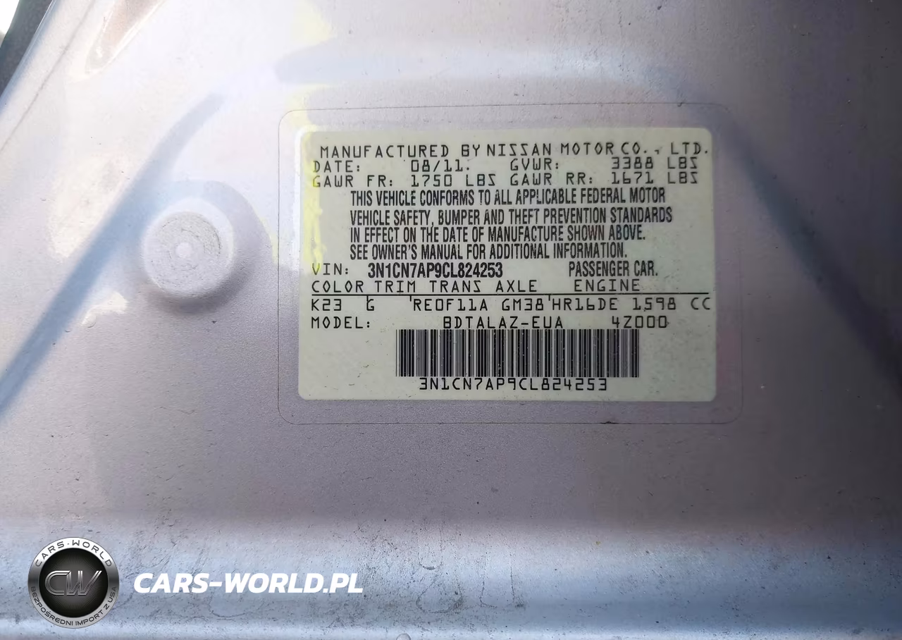 2012 Nissan Versa 1.6 S VIN:3N1CN7AP9CL824253 - 9