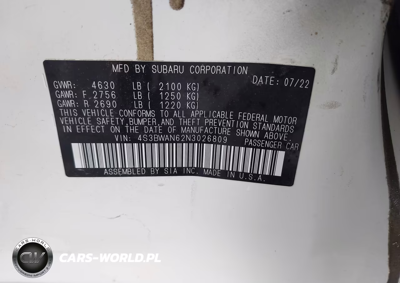 2022 Subaru Legacy Limited VIN:4S3BWAN62N3026809 - 9