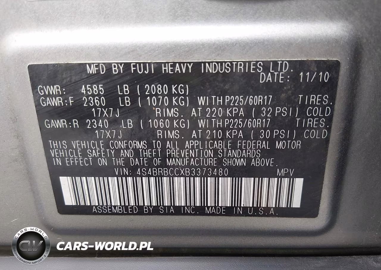 2011 Subaru Outback 2.5I Premium VIN:4S4BRBCCXB3373480 - 9