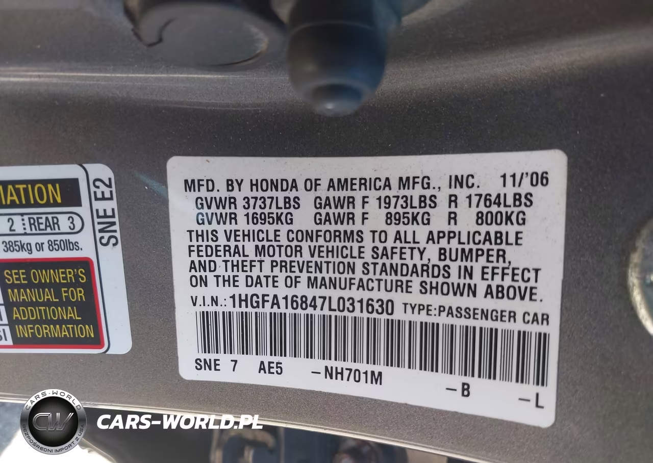 2007 Honda Civic Ex VIN:1HGFA16847L031630 - 9
