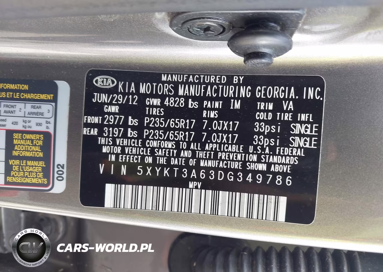 2013 Kia Sorento Lx VIN:5XYKT3A63DG349786 - 9