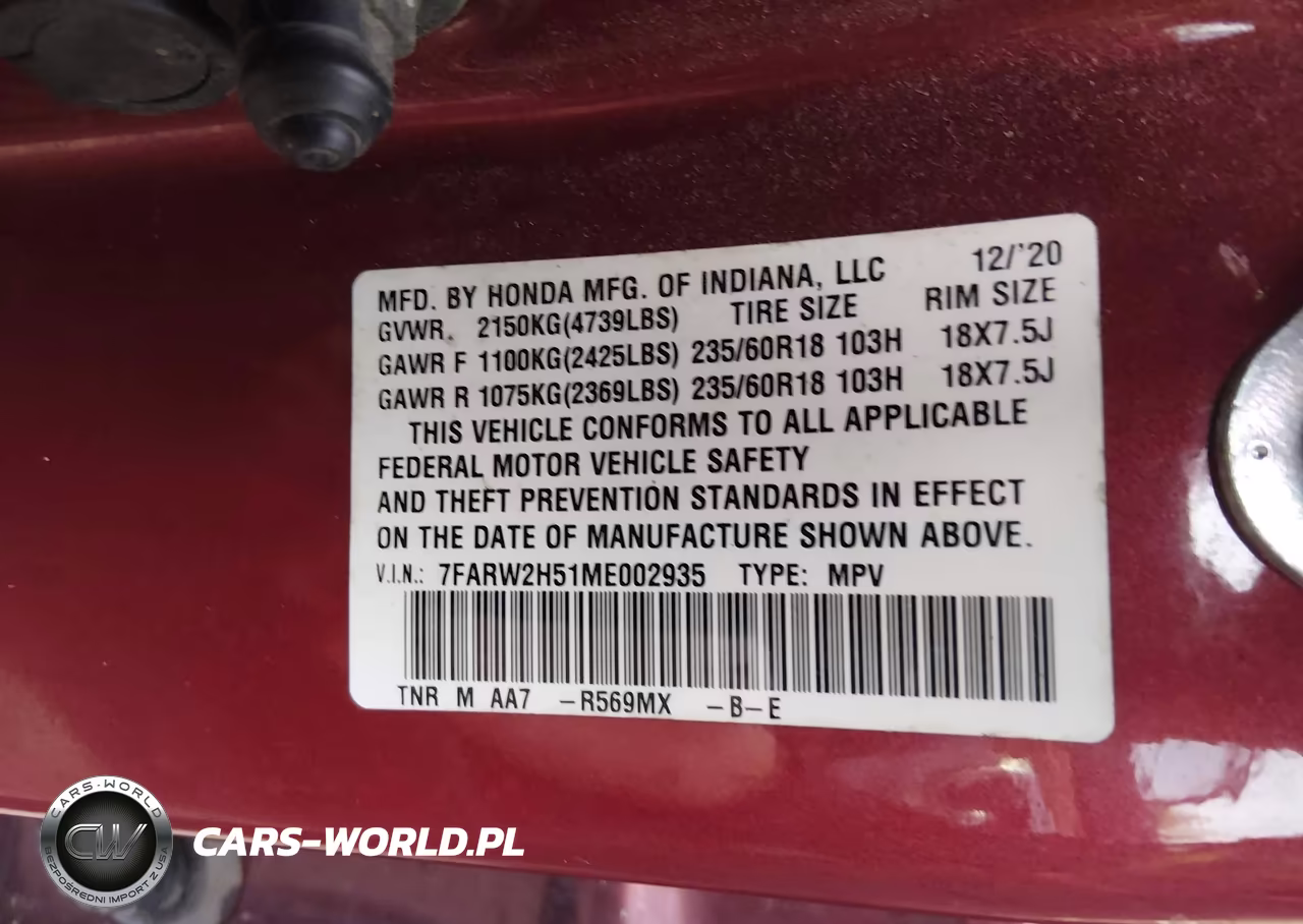 2021 Honda Cr-V Awd Ex VIN:7FARW2H51ME002935 - 9
