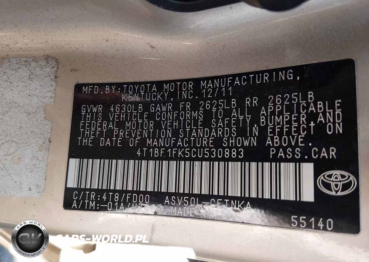 2012 Toyota Camry Le VIN:4T1BF1FK5CU530883 - 9