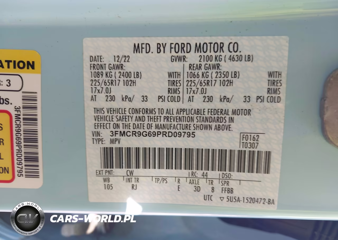 2023 Ford Bronco Sport Heritage VIN:3FMCR9G69PRD09795 - 9