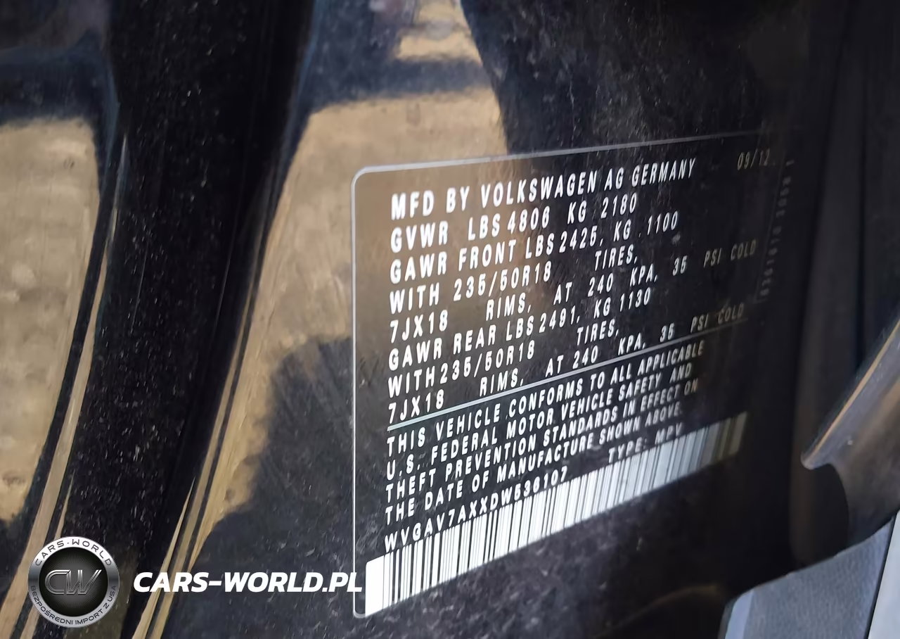 2013 Volkswagen Tiguan Se VIN:WVGAV7AXXDW536107 - 9