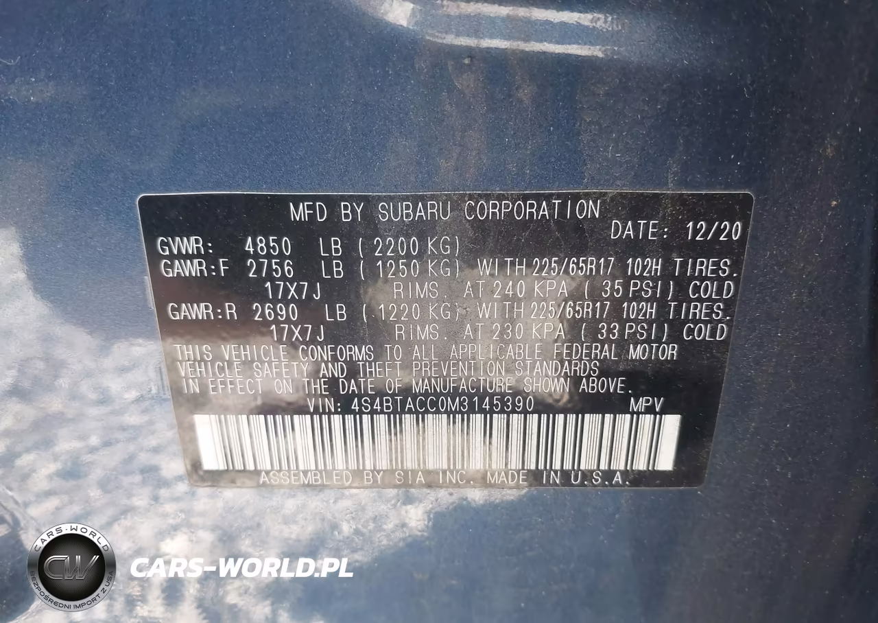 2021 Subaru Outback Premium VIN:4S4BTACC0M3145390 - 9