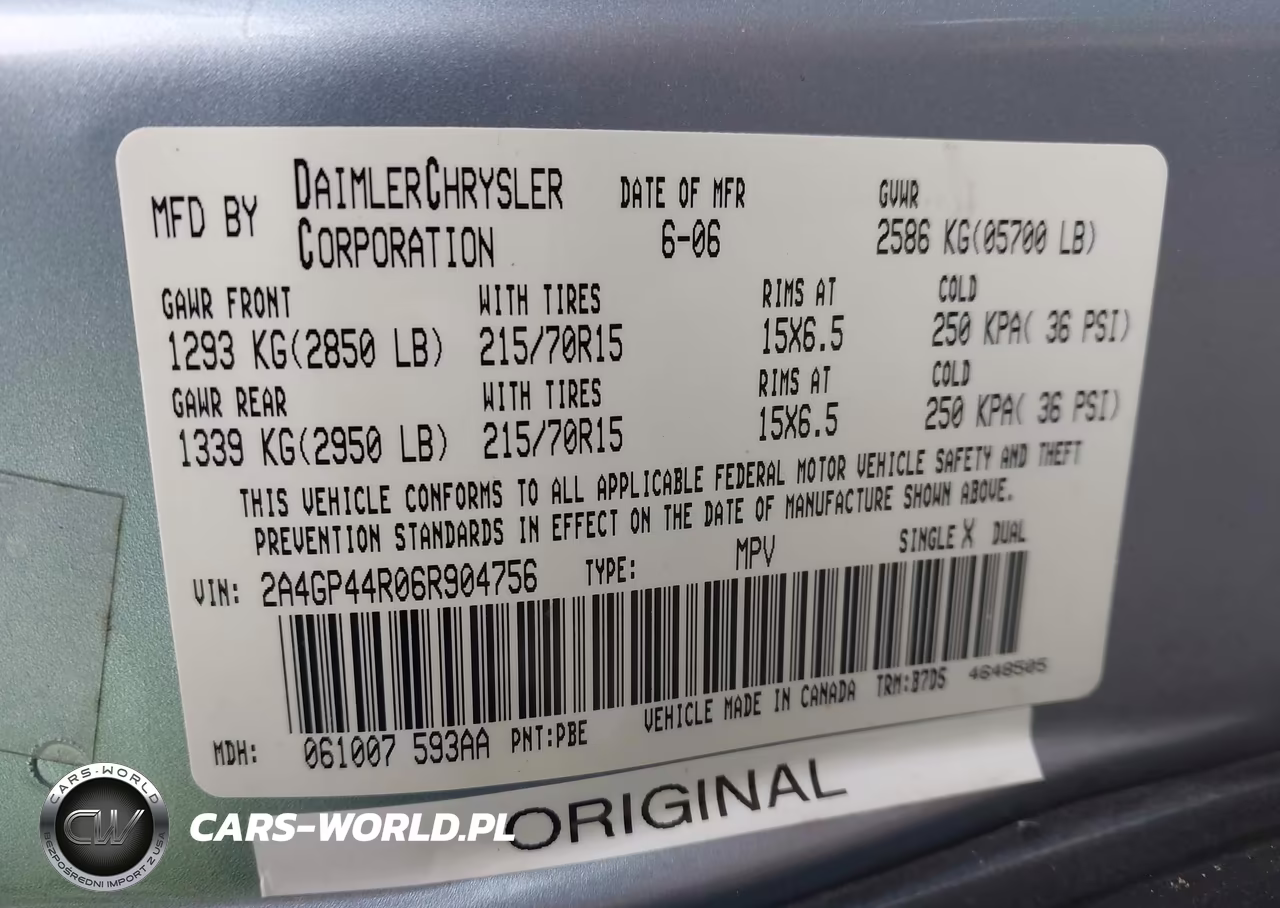 2006 Chrysler Town & Country Lx VIN:2A4GP44R06R904756 - 9