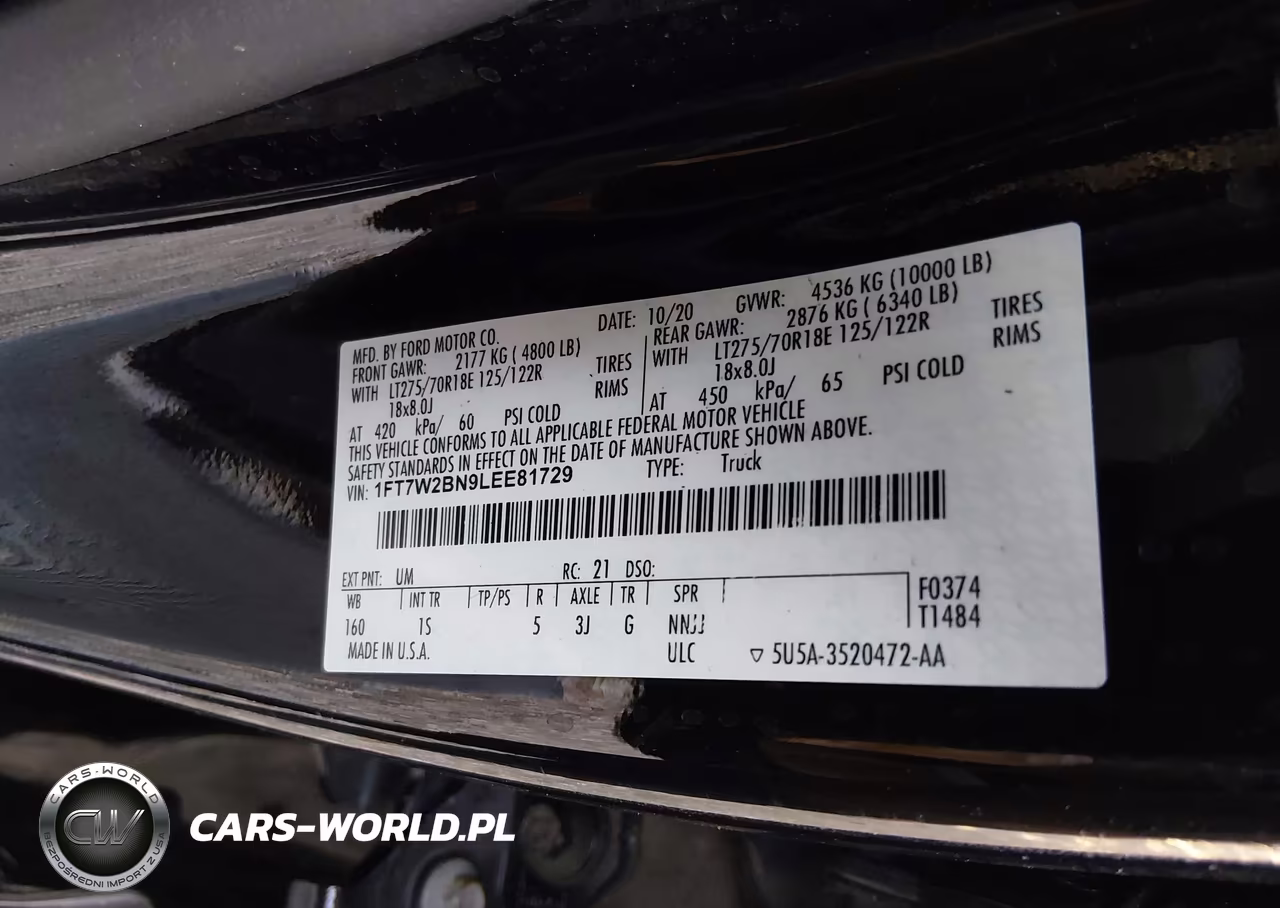 2020 Ford F-250 Xl VIN:1FT7W2BN9LEE81729 - 9